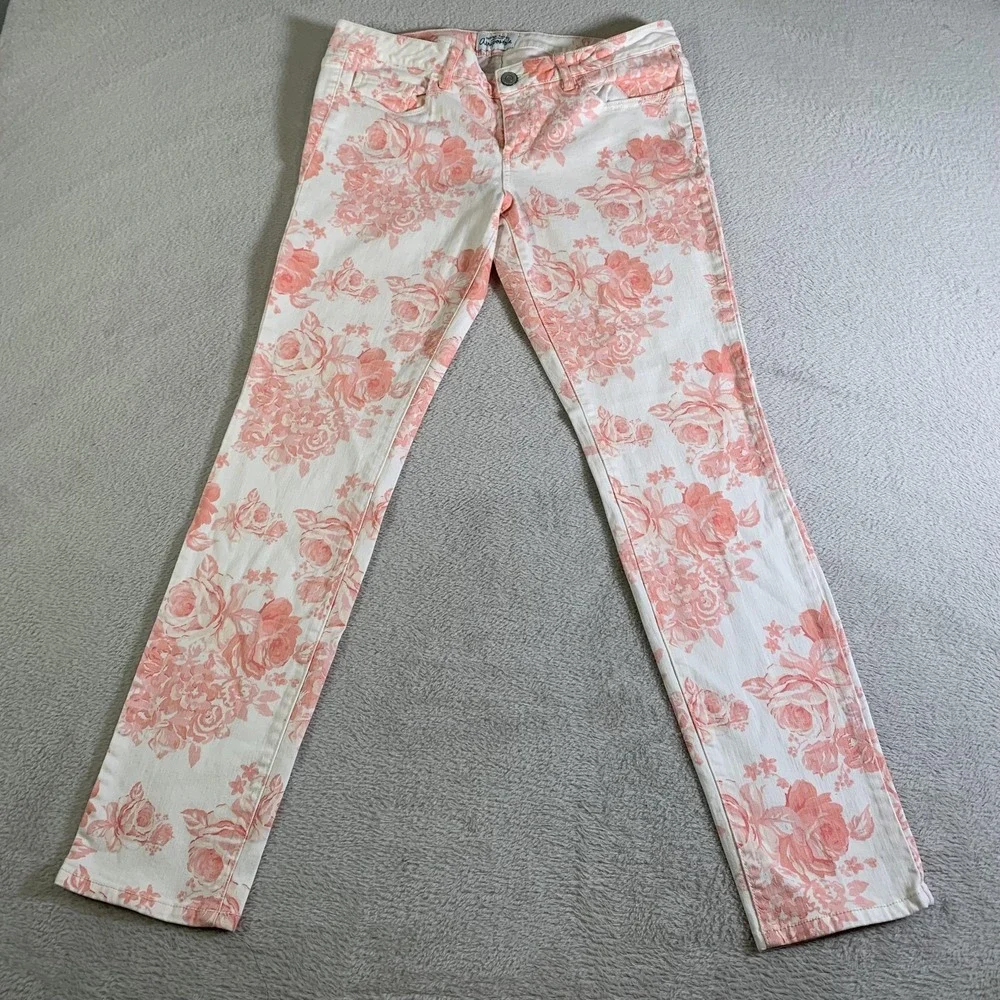 Aeropostale Ashley Ultra Skinny Jeans Juniors 11/12 Pink Floral Low Rise Stretch